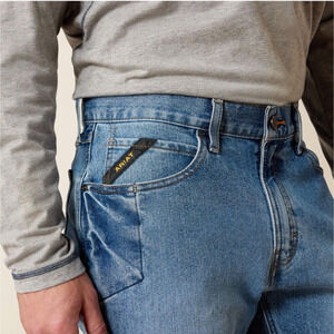 Ariat Rebar Jeans Men 38x34 Blue M4 Relaxed Boot Cut Faded Medium Wash Denim *